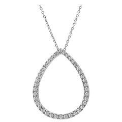 White Round Diamond 0.50 Carat Fashion Drop Chain Pendant White Gold Necklace