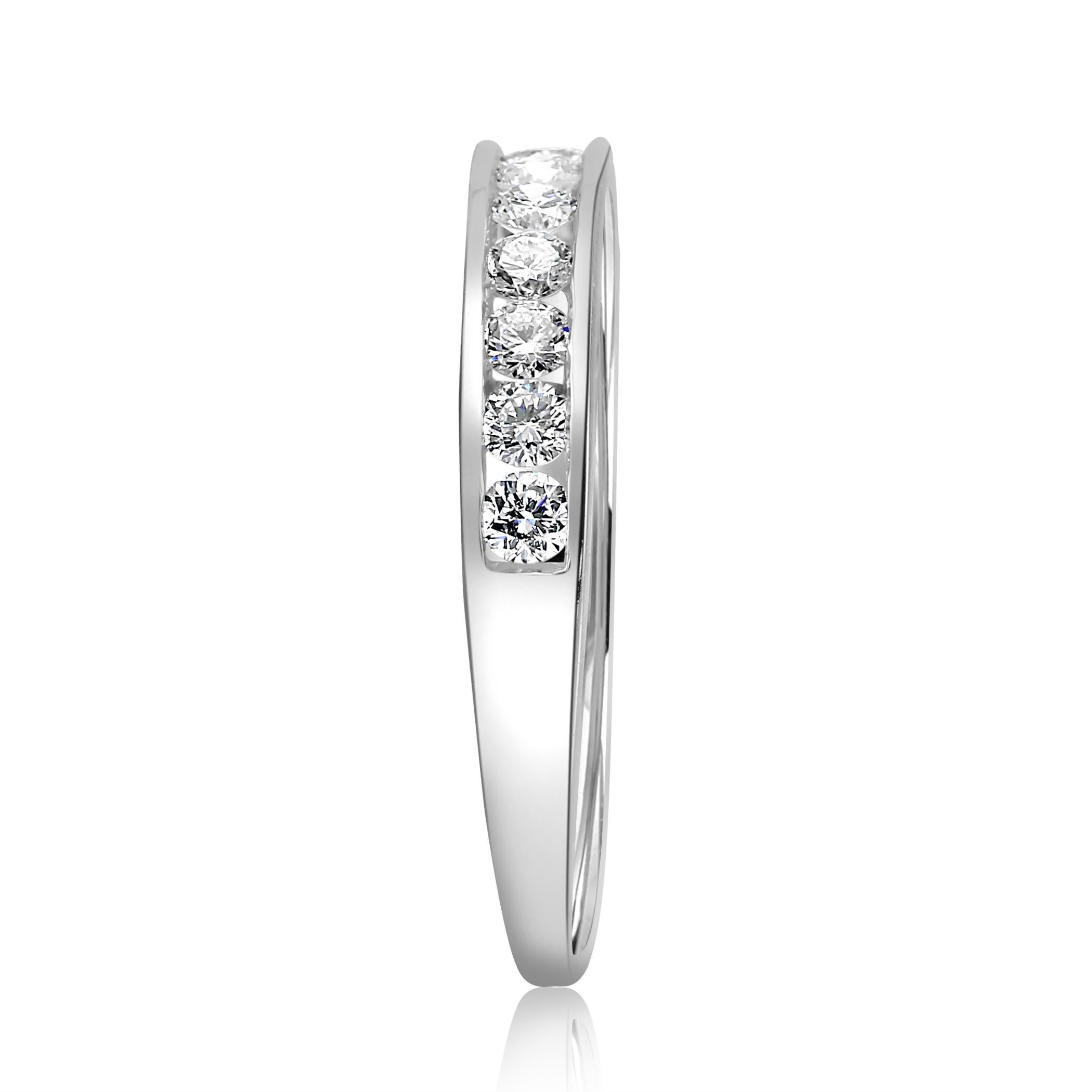 Round Cut White Round Diamond 0.50 Carat Gold Channel Bridal Fashion Cocktail Band Ring