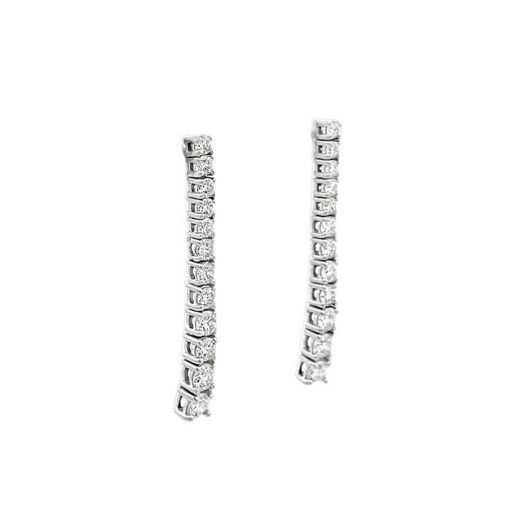 Modern White Round Diamond 0.52CT Droop Earrings in 14K White Gold For Sale