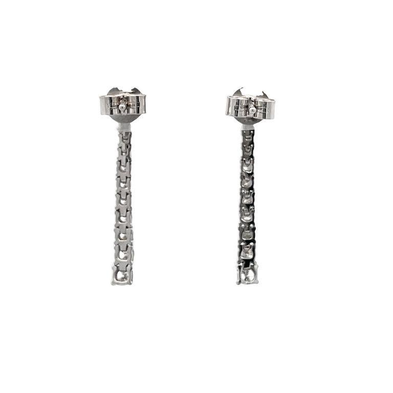 Women's or Men's White Round Diamond 0.52CT Droop Earrings in 14K White Gold For Sale