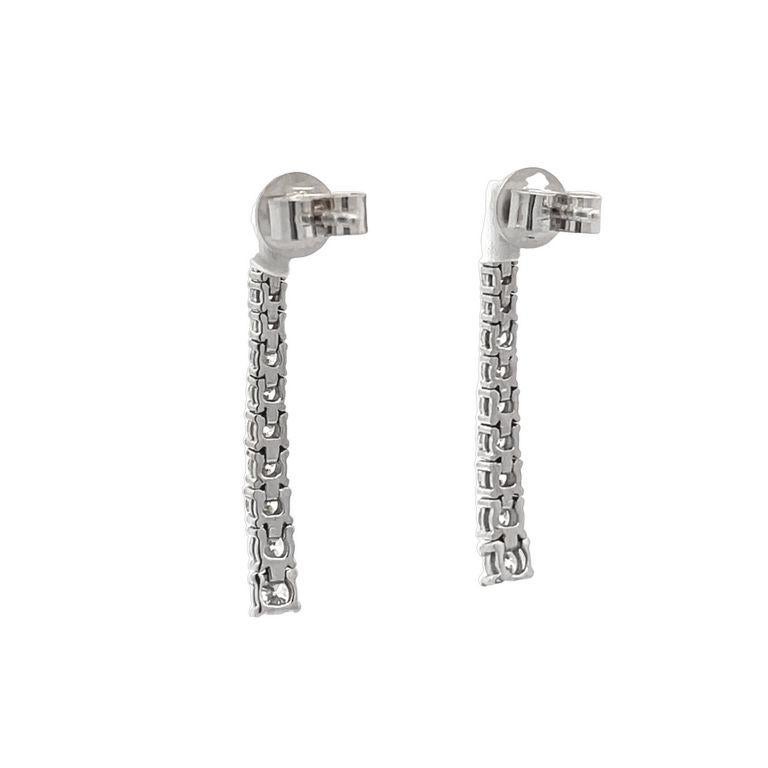 White Round Diamond 0.52CT Droop Earrings in 14K White Gold For Sale 2