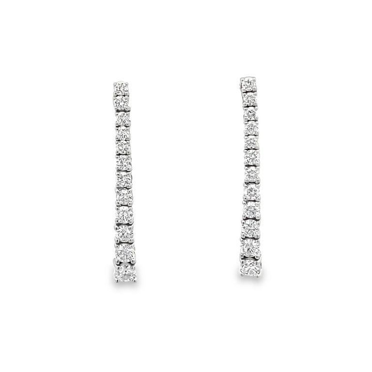 White Round Diamond 0.52CT Droop Earrings in 14K White Gold For Sale 3