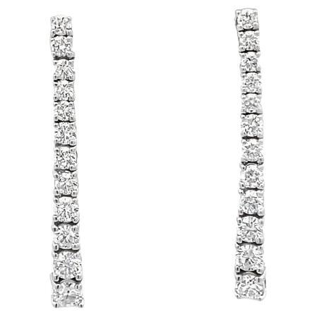White Round Diamond 0.52CT Droop Earrings in 14K White Gold For Sale
