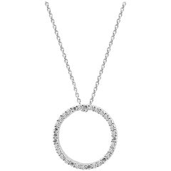 White Round Diamond 14 Karat Gold Circle of Life Fashion Drop Pendant Necklace