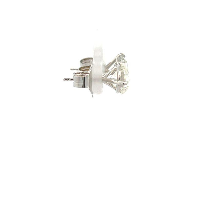 Round Cut White Round Diamond 3.56CT G/ SI1-SI2 in 14K White Gold Diamond Studs Earrings For Sale