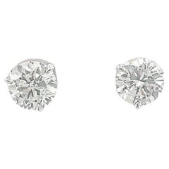 White Round Diamond 3.76CT G/ SI2 in 14K White Gold Diamond Studs Earrings 