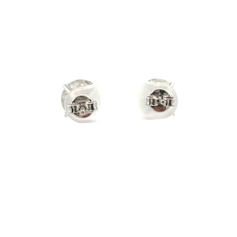 Modern White Round Diamond 6.59 CT H/ SI1 - SI2 14K White Gold Diamond Studs Earrings For Sale