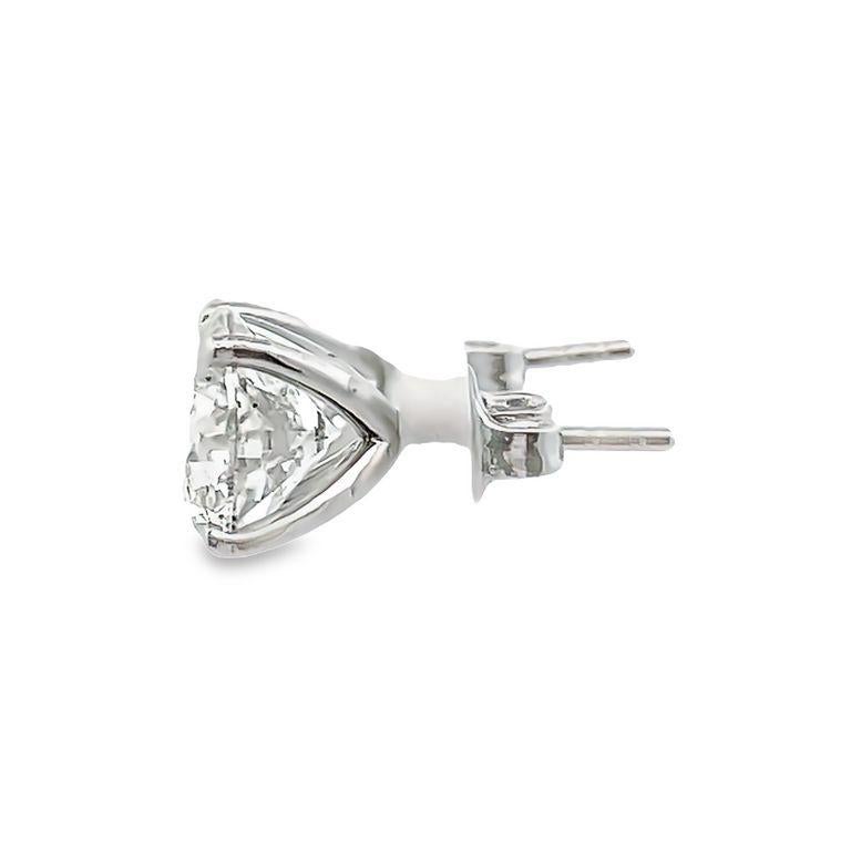 Women's or Men's White Round Diamond 6.59 CT H/ SI1 - SI2 14K White Gold Diamond Studs Earrings For Sale