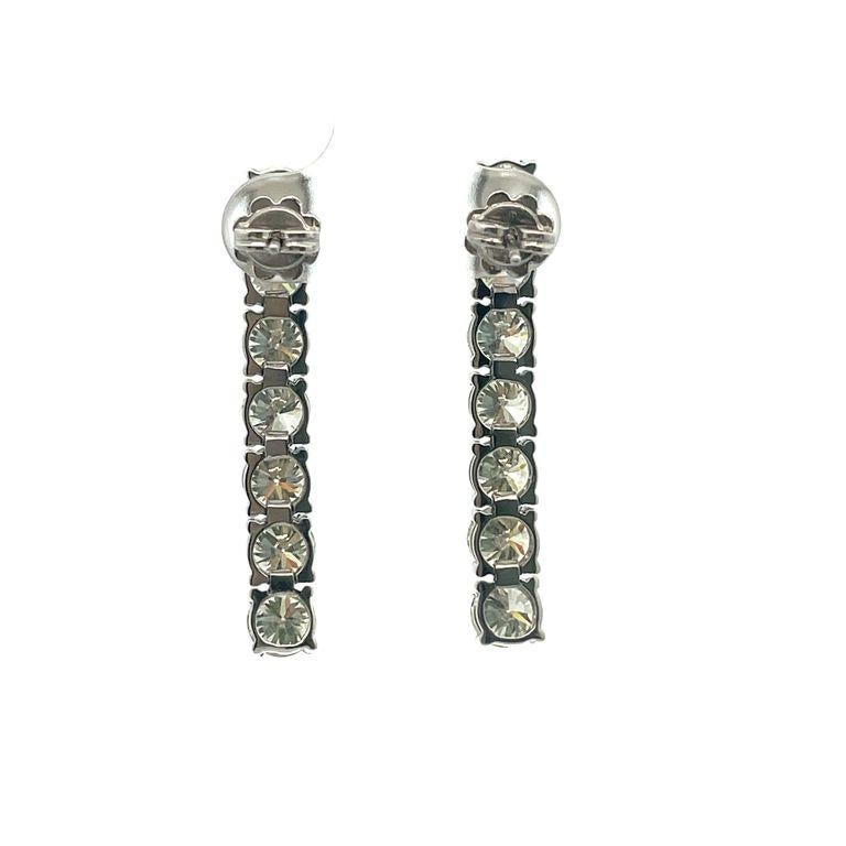 White Round Diamond 7.52CT Droop Earrings in 14K White Gold In New Condition For Sale In New York, NY