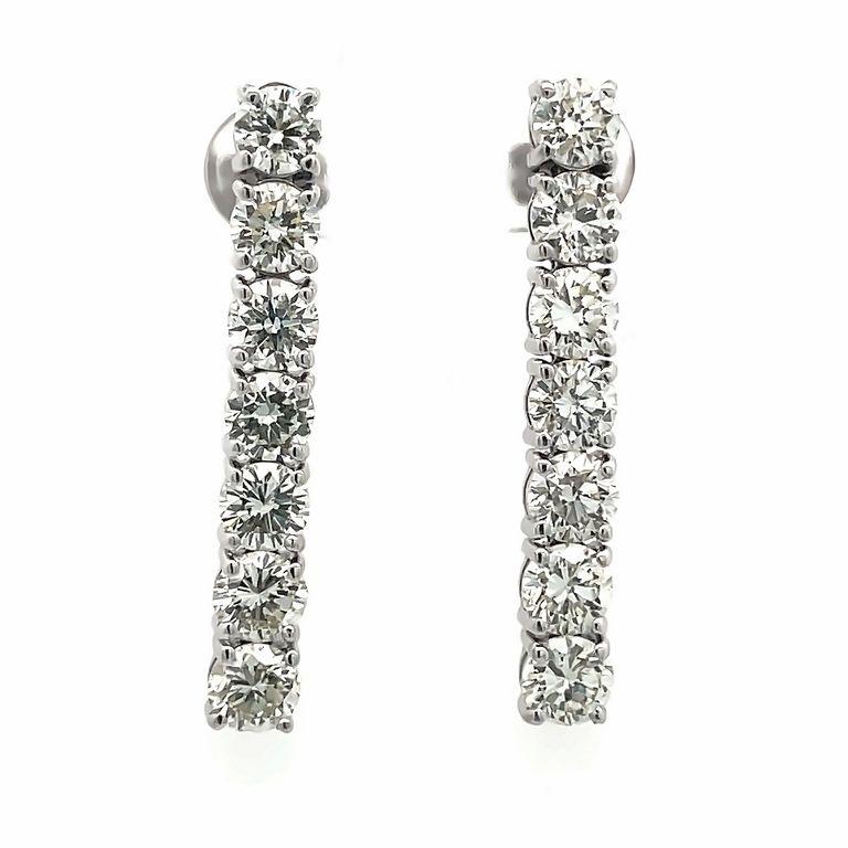 White Round Diamond 7.52CT Droop Earrings in 14K White Gold For Sale 1