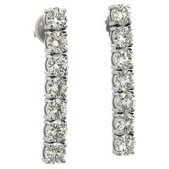White Round Diamond 7.52CT Droop Earrings in 14K White Gold