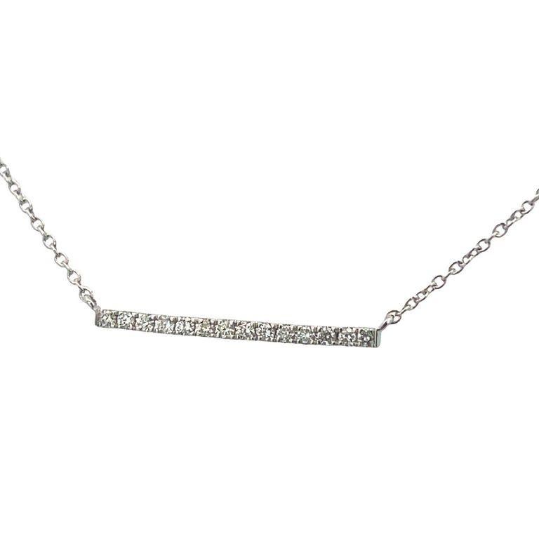Weiße runde Diamant-Bar-Halskette 0,12CT aus 14K Weißgold  (Moderne) im Angebot