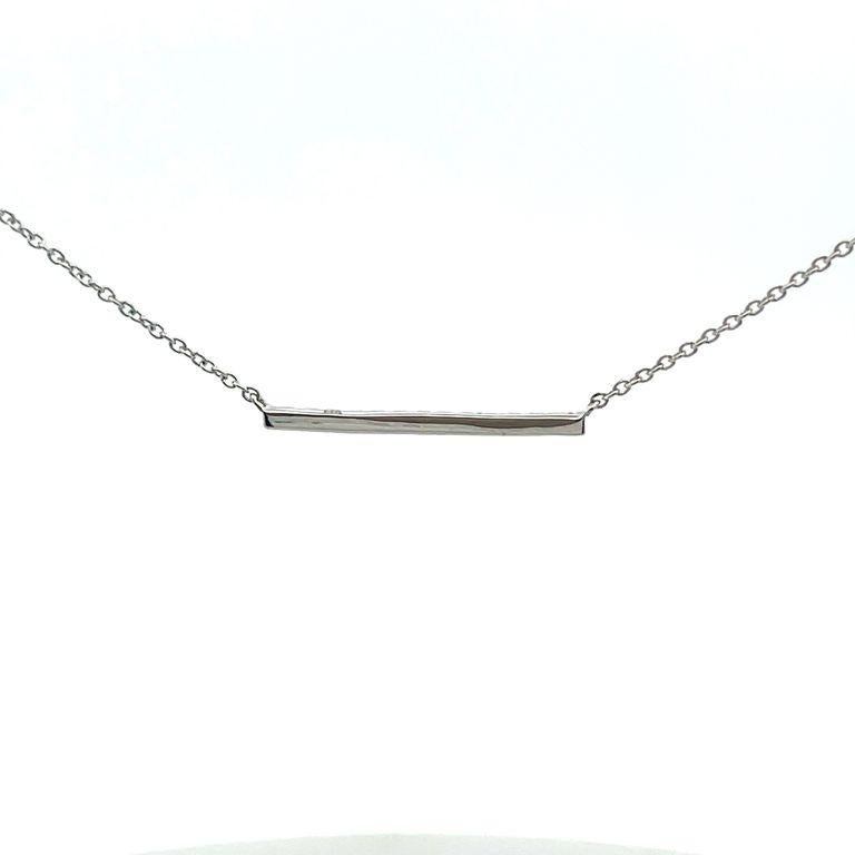 White Round Diamond Bar Necklace 0.12CT in 14K White Gold  In New Condition For Sale In New York, NY