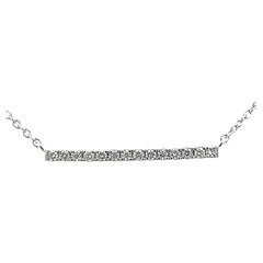 Collier à barre de diamants ronds blancs 0,12 carat en or blanc 14 carats 