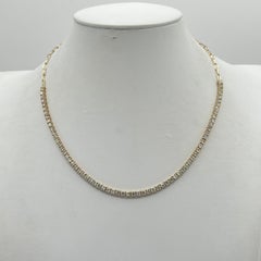 White Round Diamond Half Tennis and Paperclip Necklace in 14K Yellow Gold