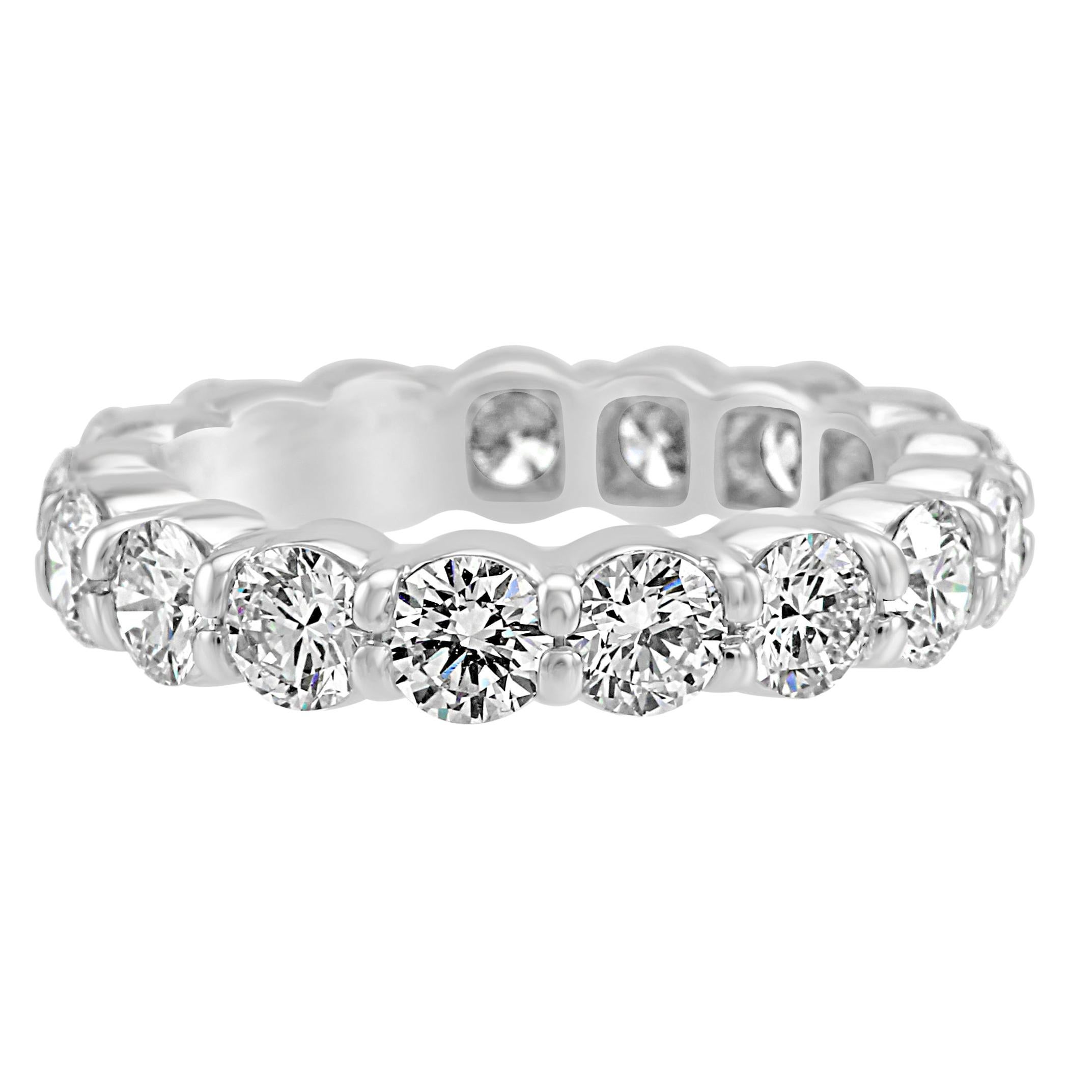 White Round Diamond Platinum Eternity Bridal Wedding Fashion Cocktail Band Ring