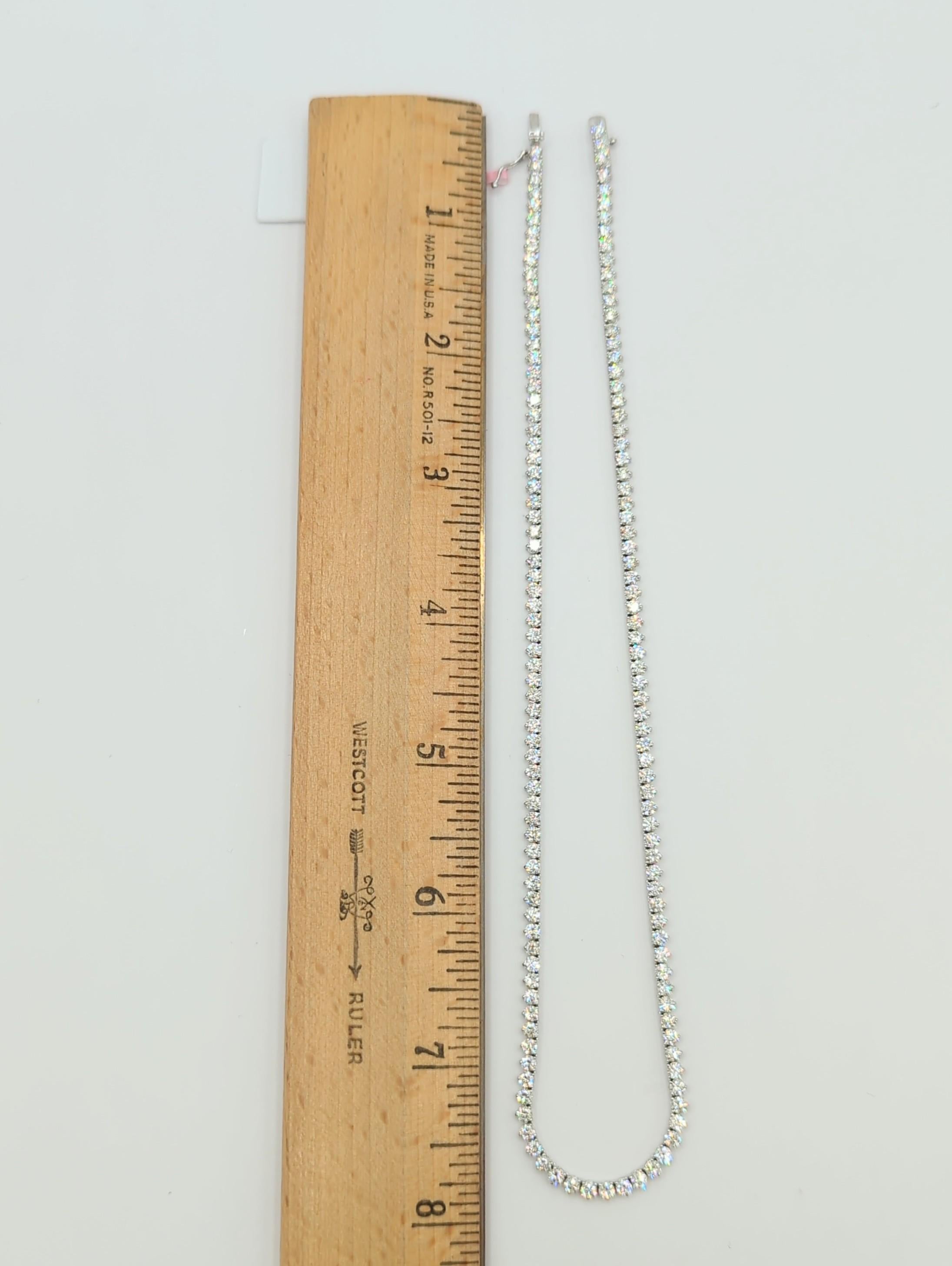 White Round Diamond Tennis Necklace in 14K White Gold 5