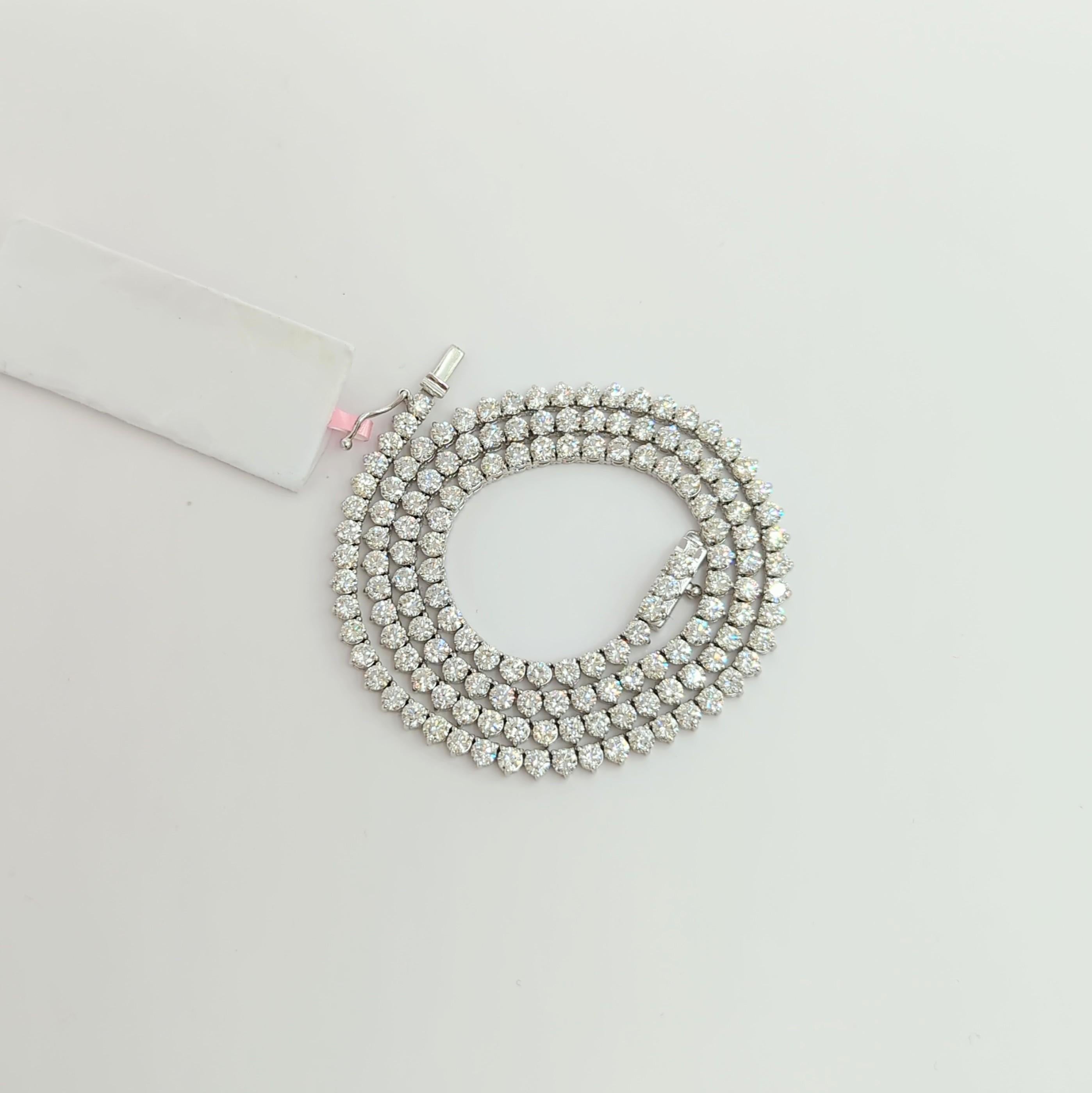 White Round Diamond Tennis Necklace in 14K White Gold 1