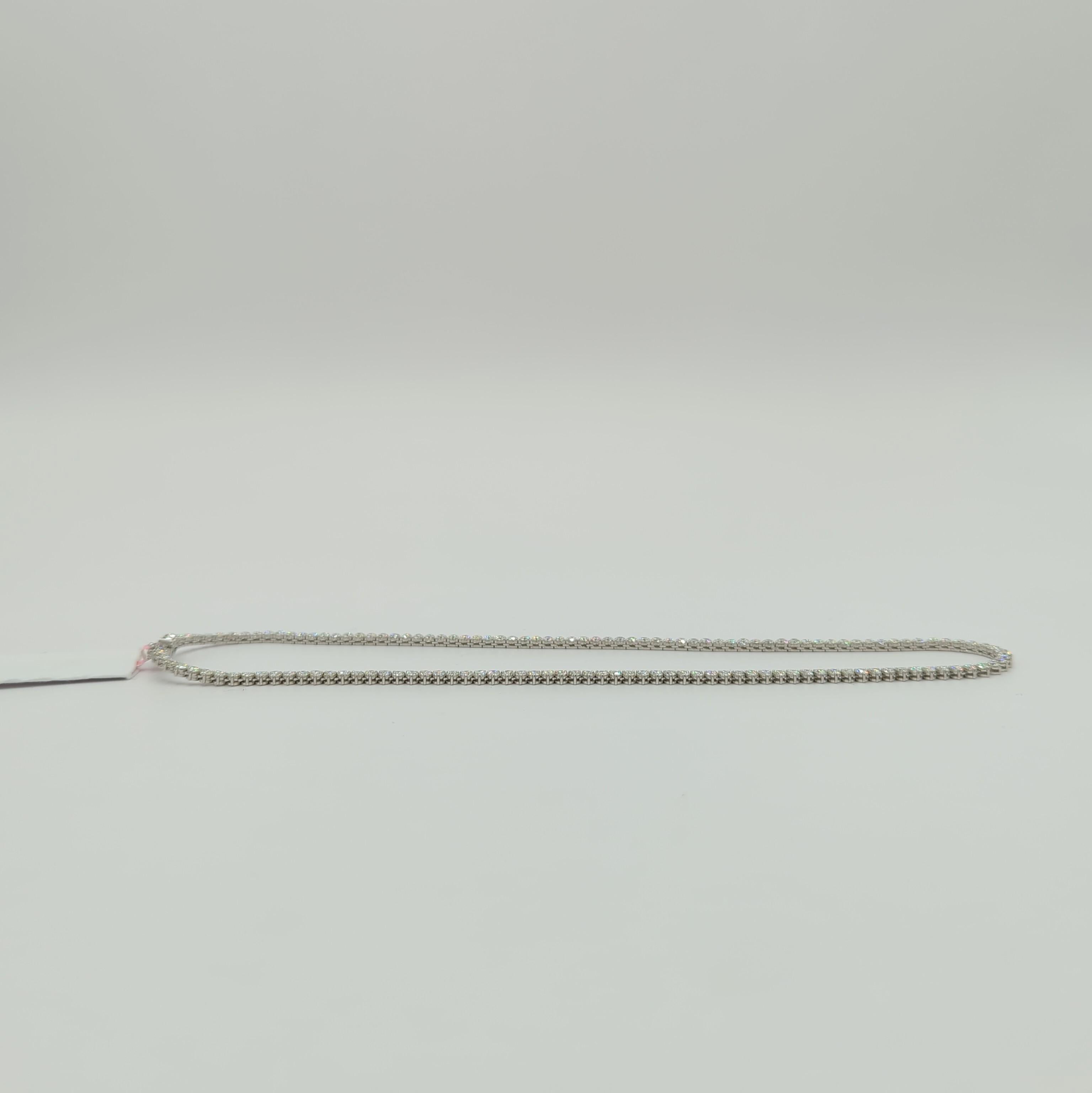 White Round Diamond Tennis Necklace in 14K White Gold 2