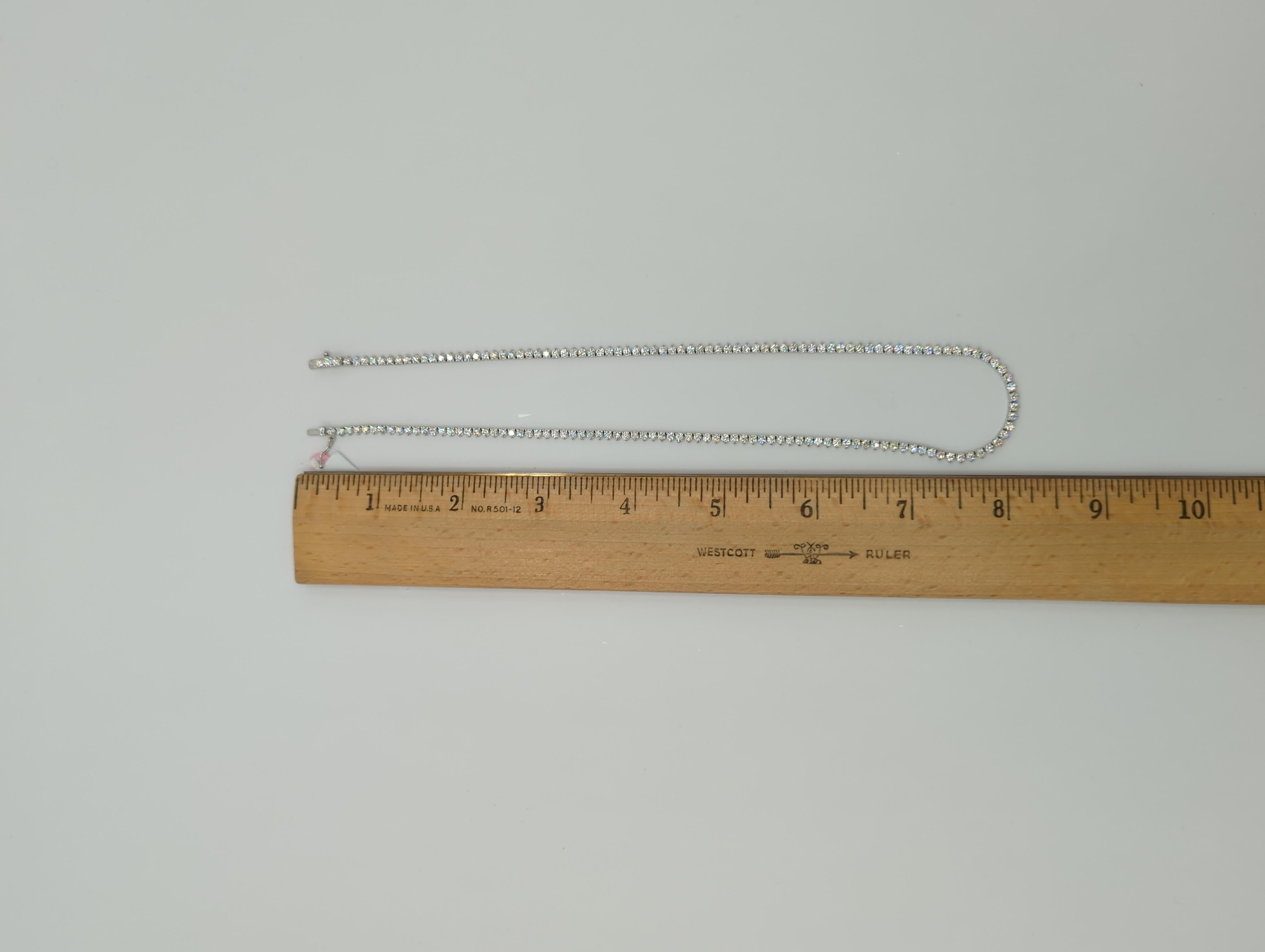 White Round Diamond Tennis Necklace in 14K White Gold 3