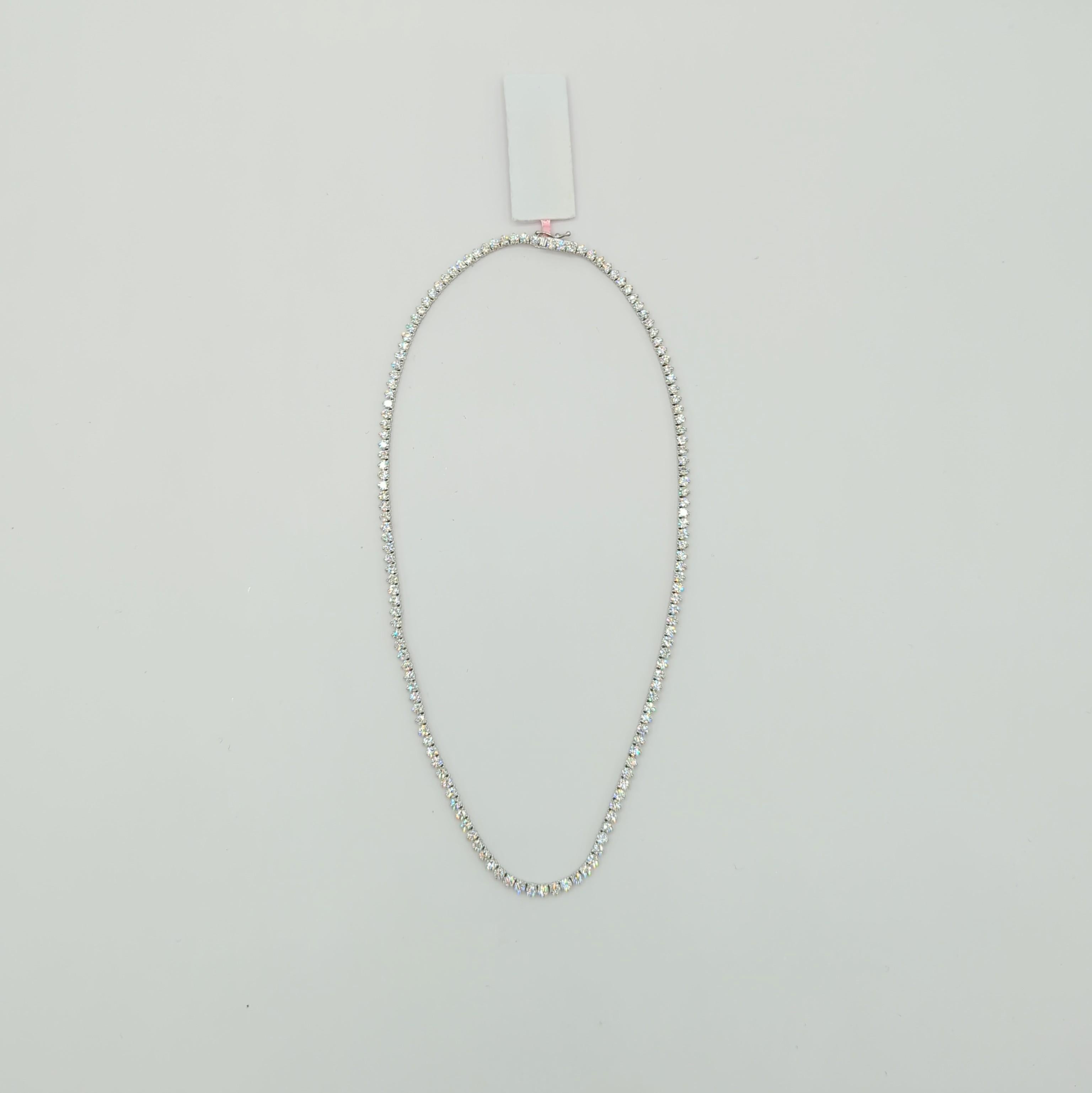 White Round Diamond Tennis Necklace in 14K White Gold 4