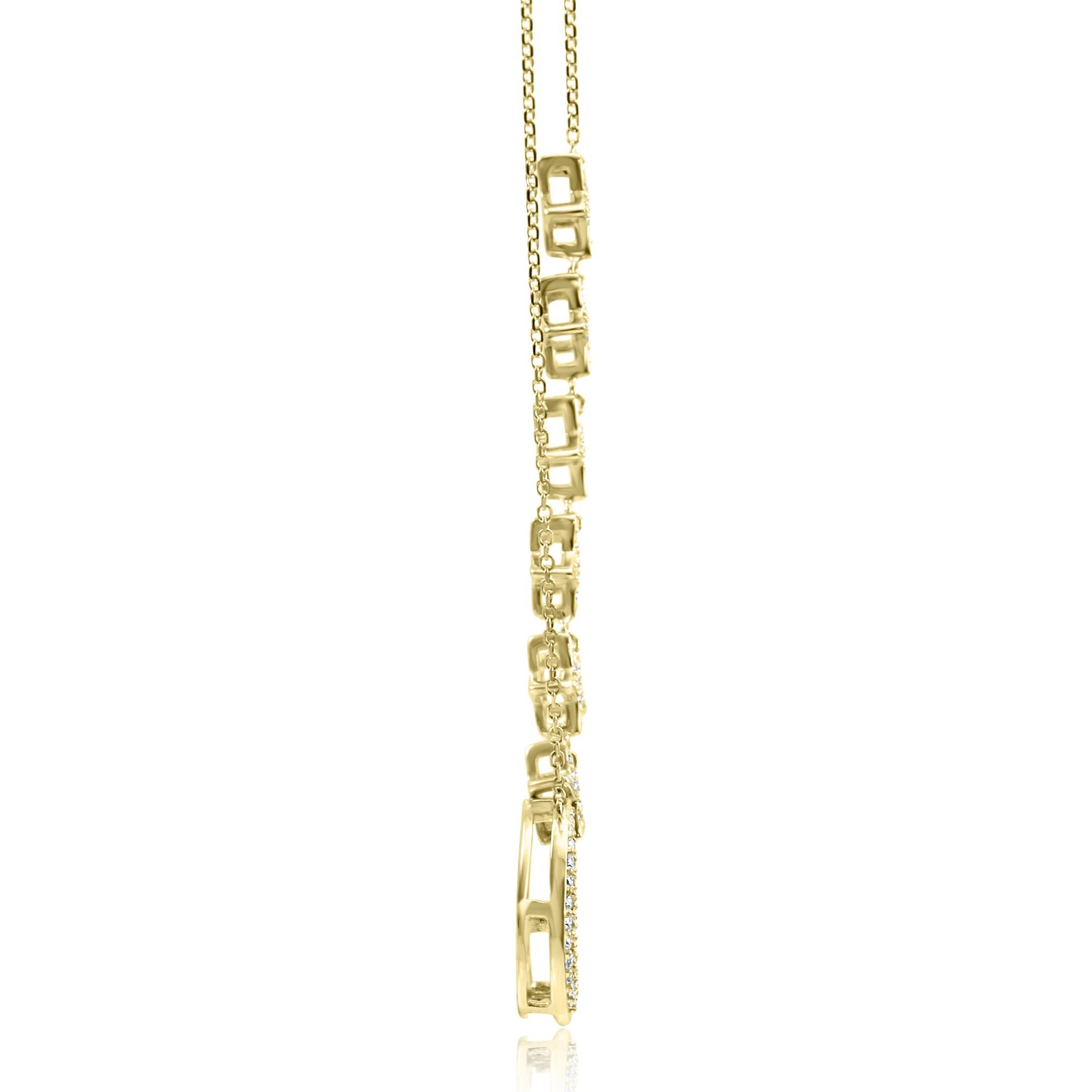 Modern White Round Diamond Yellow Gold Fashion Drop Chain Necklace