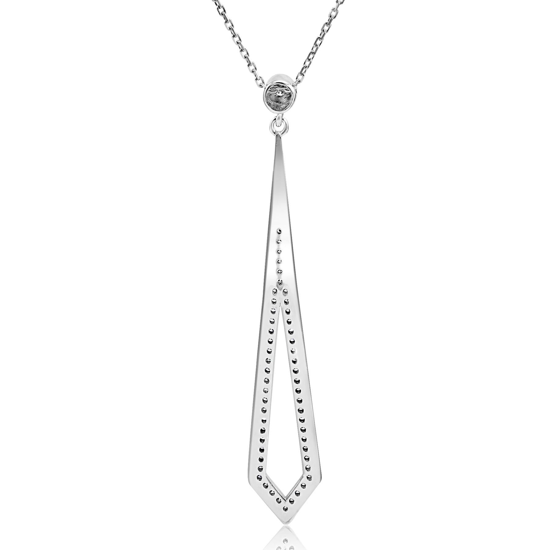 Round Cut White Round Diamonds 14k White Gold Fashion Drop Pendant Chain Necklace
