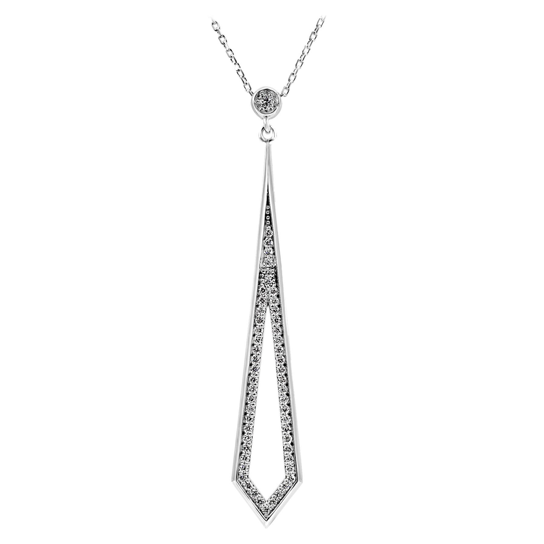 White Round Diamonds 14k White Gold Fashion Drop Pendant Chain Necklace