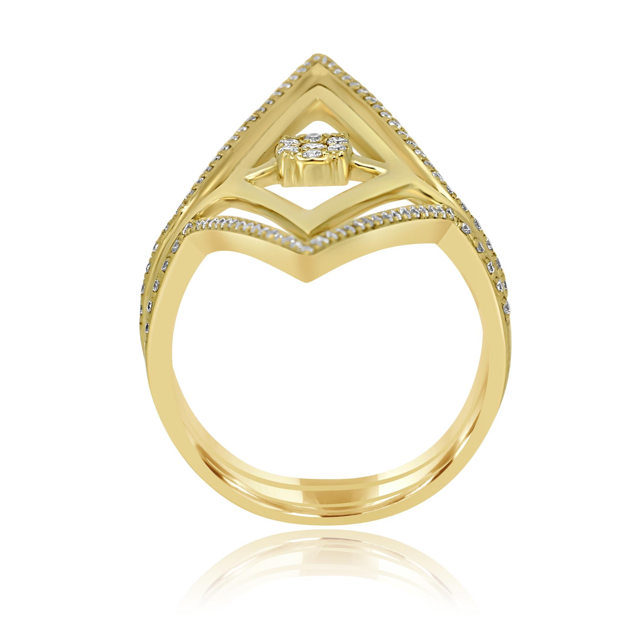 Round Cut White Round Diamonds Gold Fashion Cocktail Ring