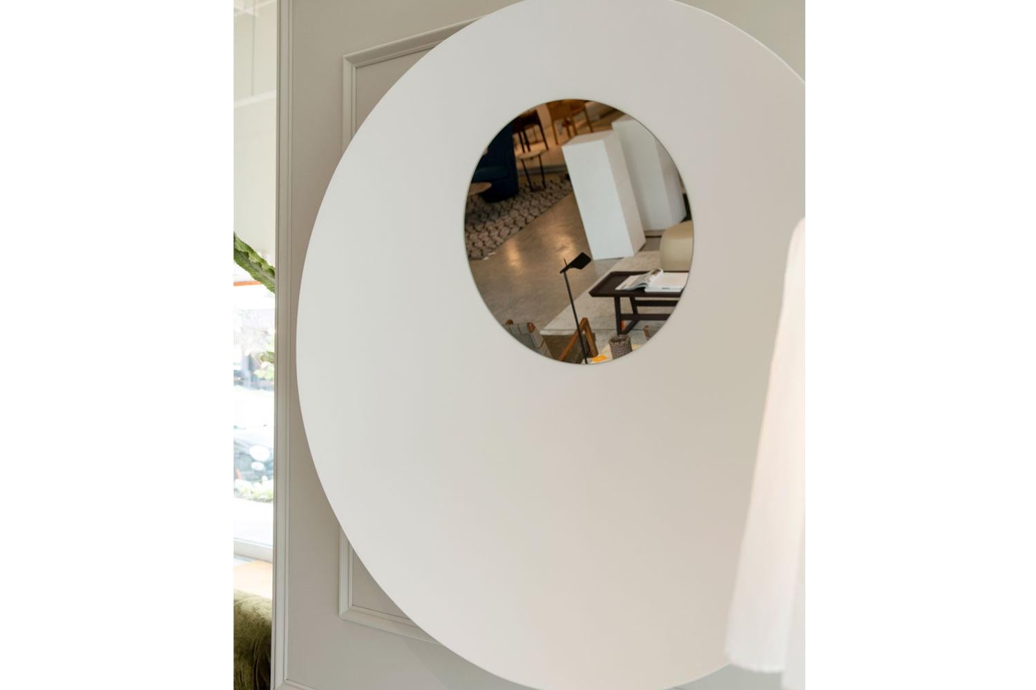 Organic Modern White Round Fiberglass Mirror
