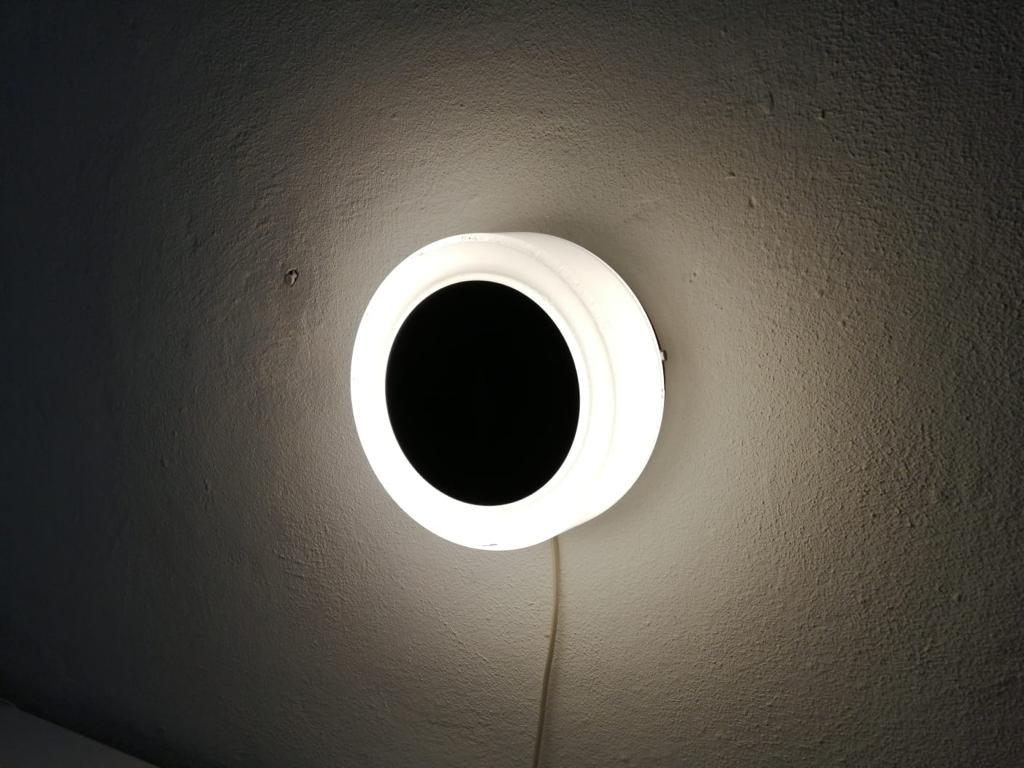 White Round Glass Black Single Sconce by BEGA, 1960s Germany For Sale 4