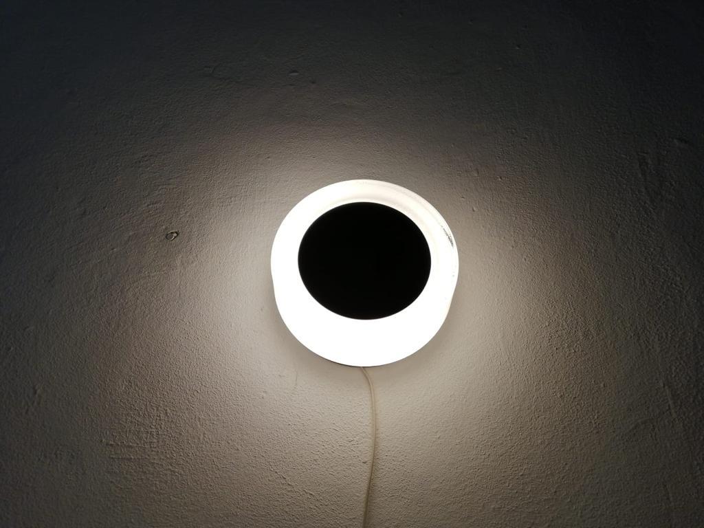 White Round Glass Black Single Sconce by BEGA, 1960s Germany For Sale 5