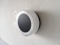 Applique singola rotonda in vetro bianco e nero di BEGA, Germania, 1960