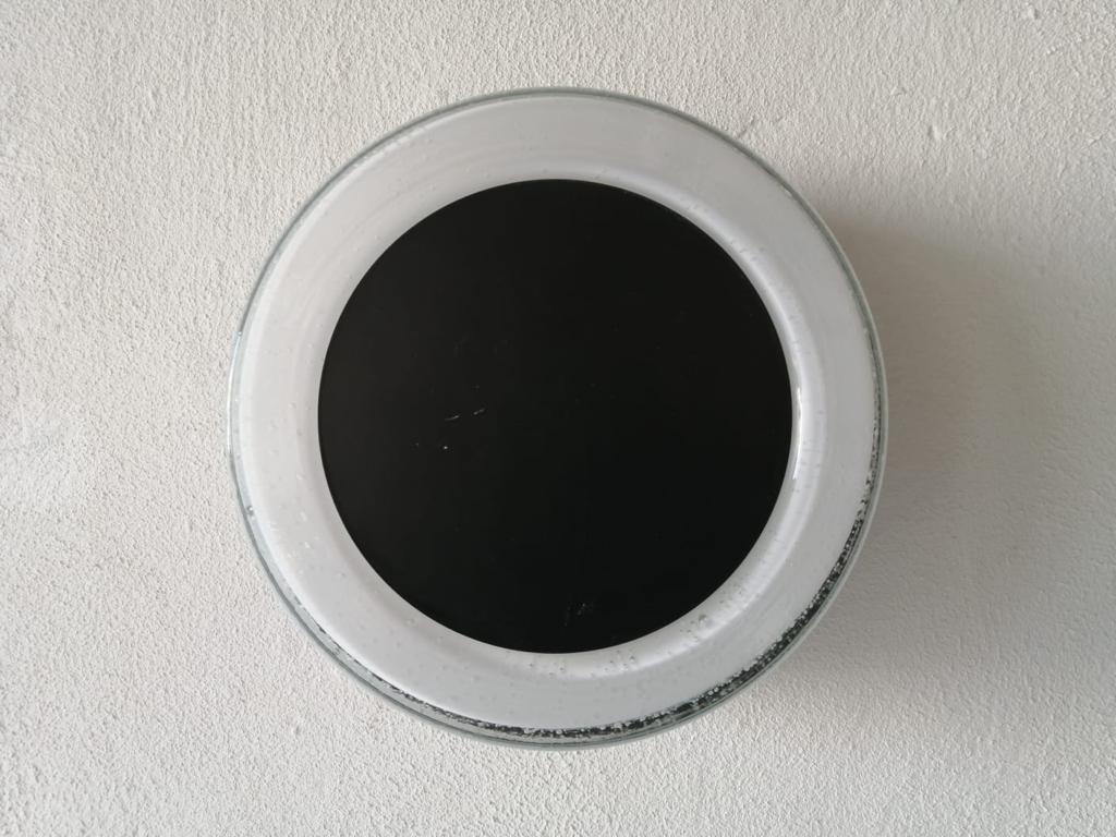 Mid-Century Modern White Round Glass Black Single Sconce by BEGA, 1960s Germany For Sale