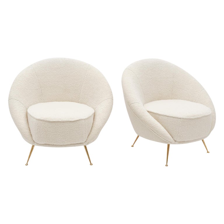 Sessel Runde Form Weiße runde italienische Sessel in Weiß bei 1stDibs