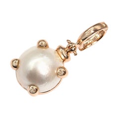 White Round Mabe Pearl 9 Carat Rose Gold Vintage Enhancer Pendant