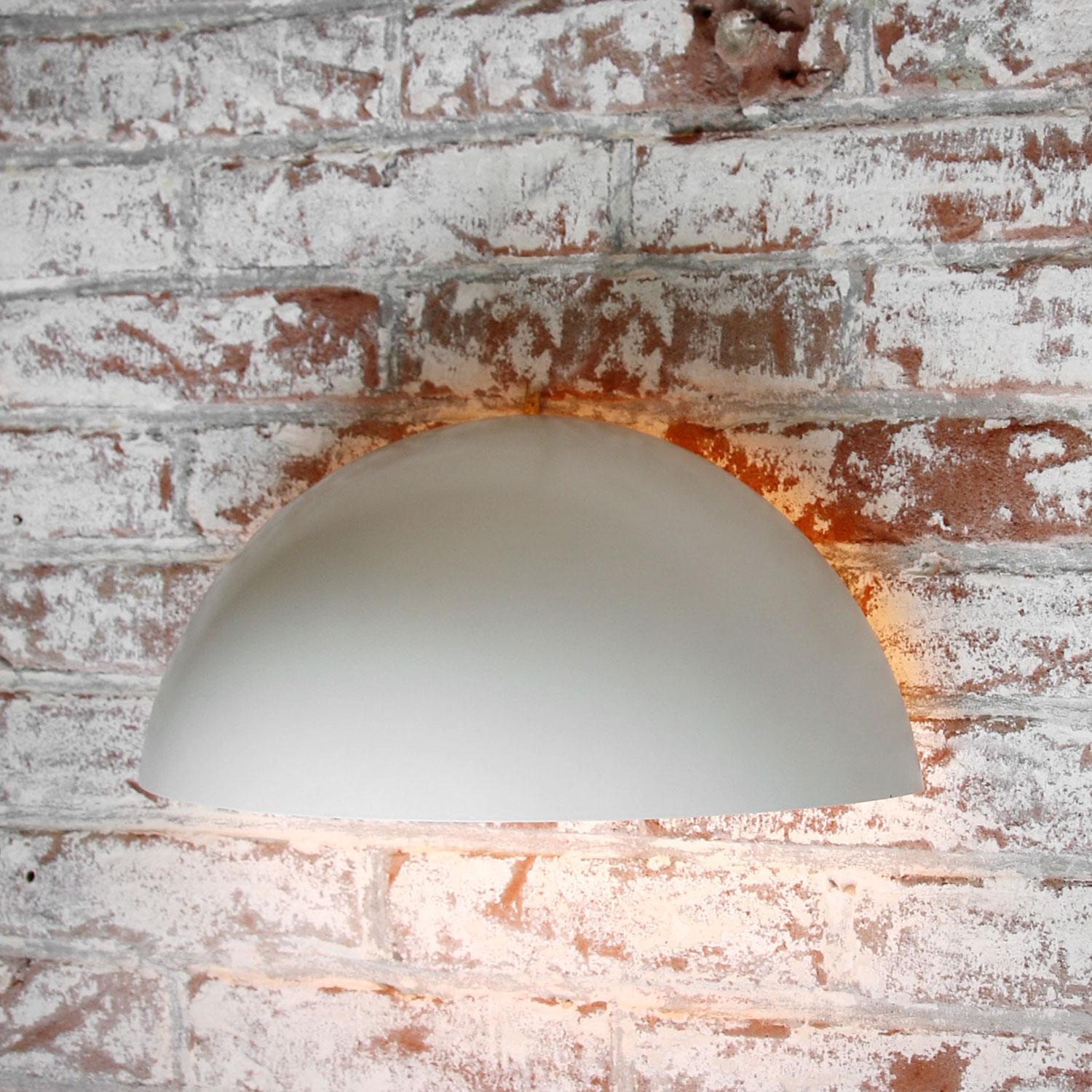 Metal White Round Opaline Milk Glass Vintage Industrial Wall Lamps Scones