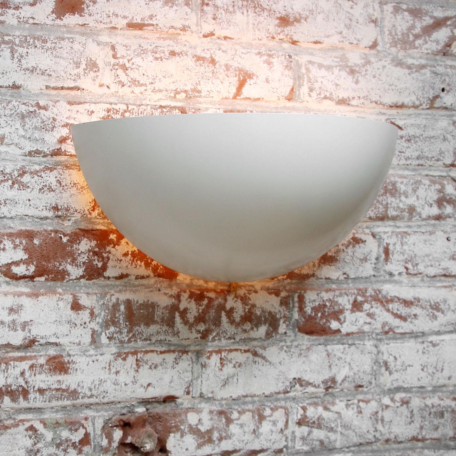 White Round Opaline Milk Glass Vintage Industrial Wall Lamps Scones 1