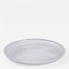 White Round Perforated Metal Tray by Mathieu Mategot, France, c. 1950