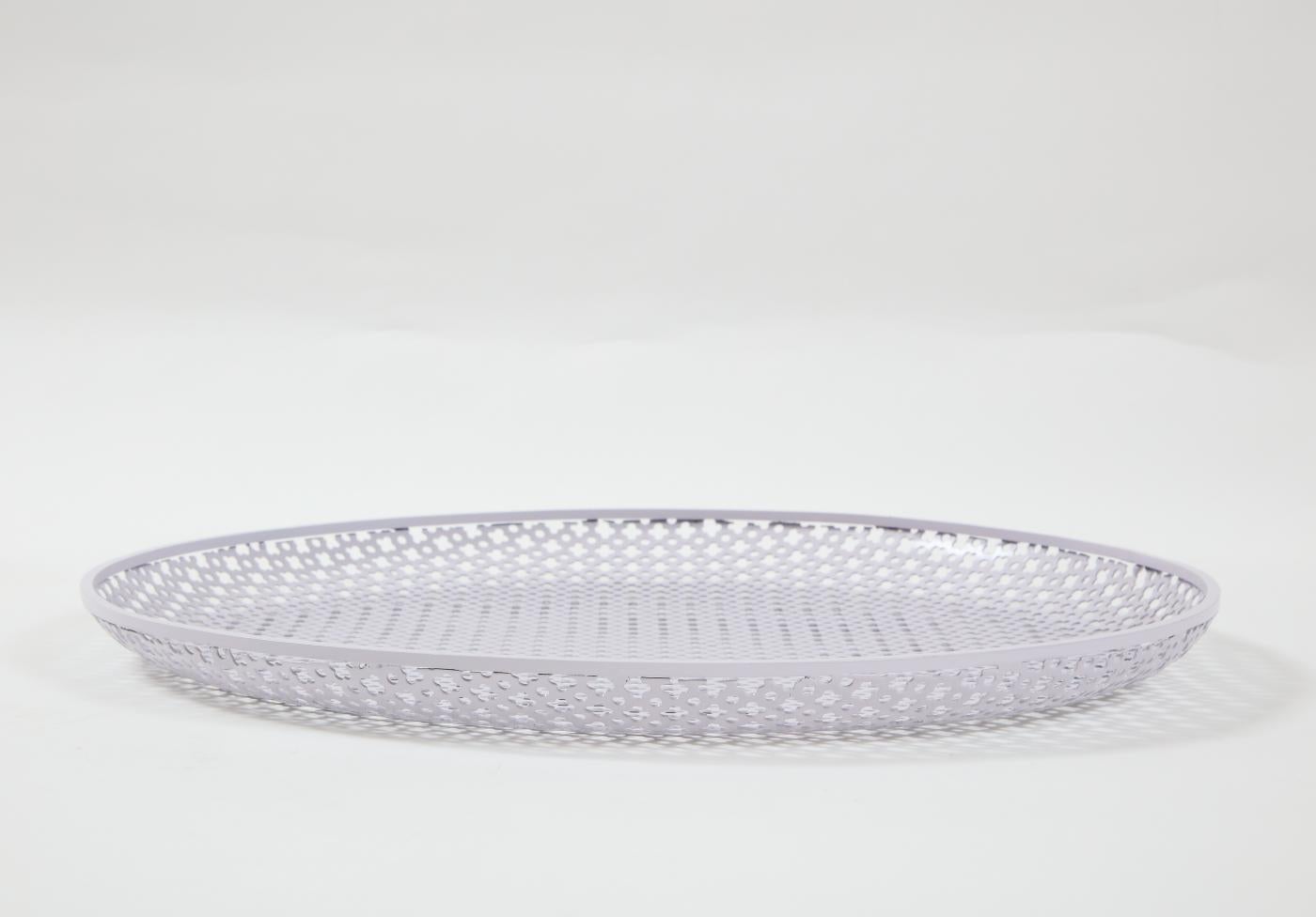 White Round Perforated Metal Tray by Mathieu Mategot, France, c. 1950 For Sale 2