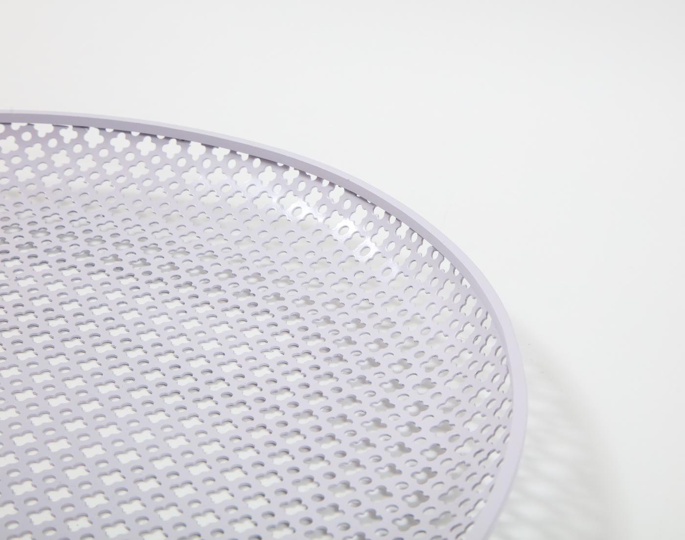 White Round Perforated Metal Tray by Mathieu Mategot, France, c. 1950 For Sale 3