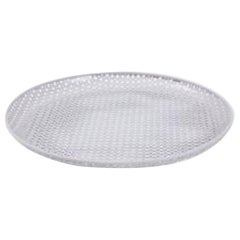 White Round Perforated Metal Tray by Mathieu Mategot, France, c. 1950