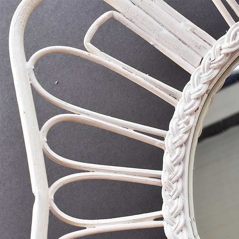 white rattan mirror