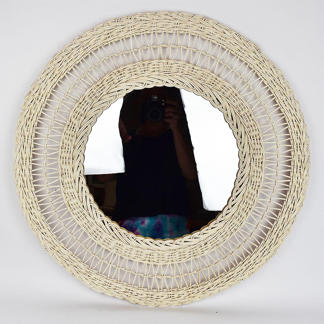 white wicker mirror