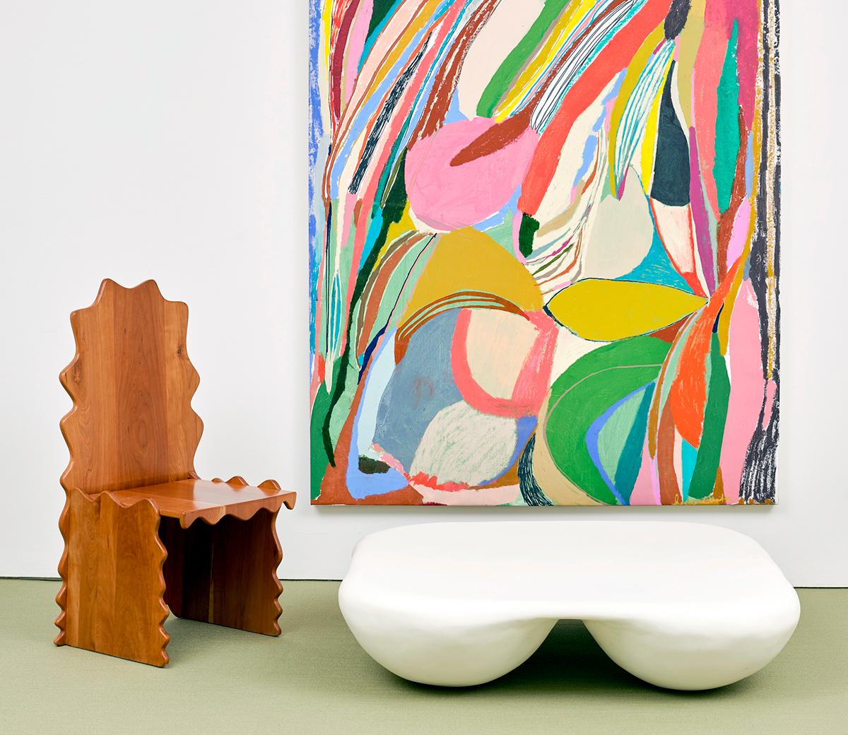 Américain Table basse carrée et arrondie blanche en composite de pierre de Mike Ruiz-Serra en vente