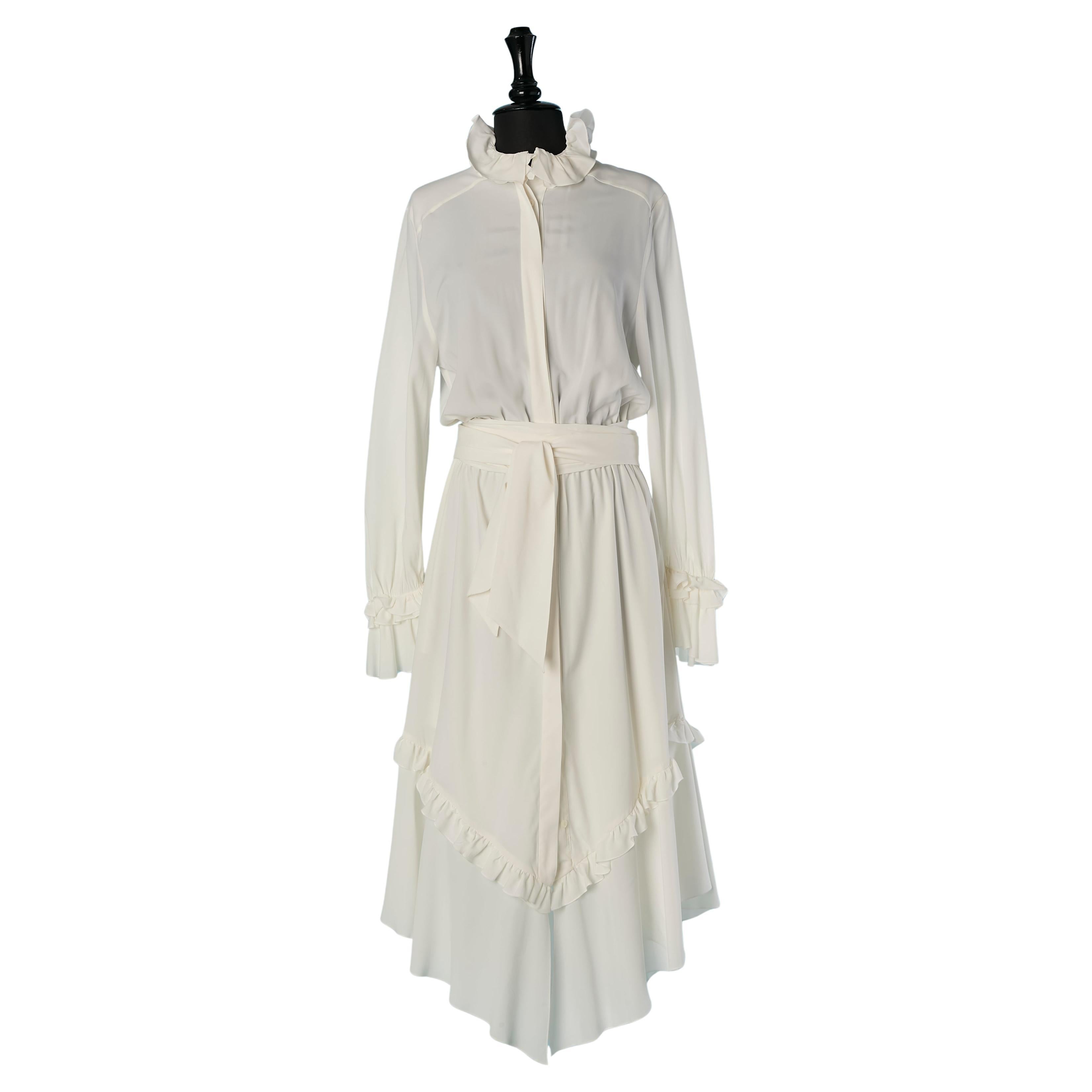 White ruffled chemise dress ALEXANDRE VAUTHIER