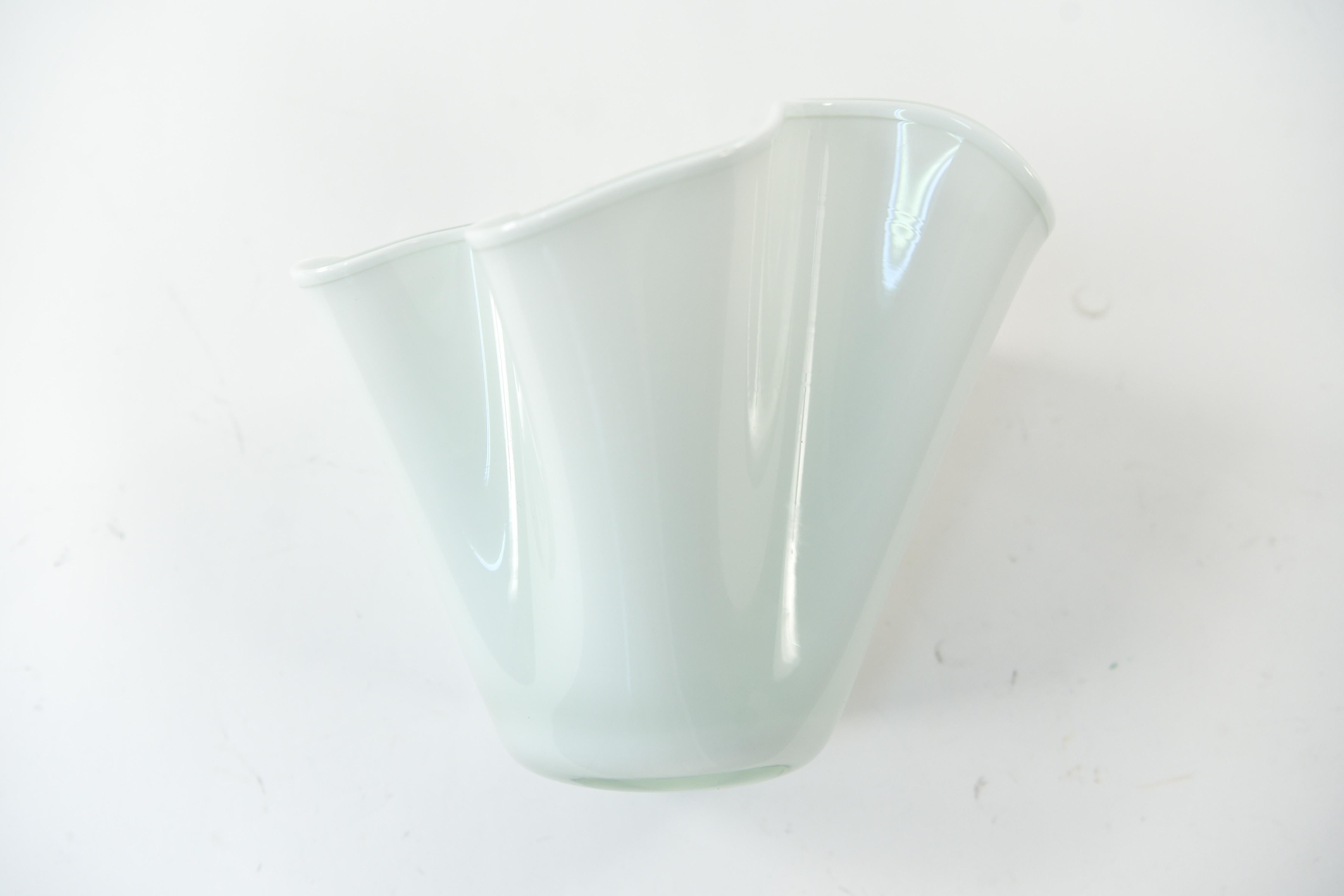 White Ruffled Glass Vase 1