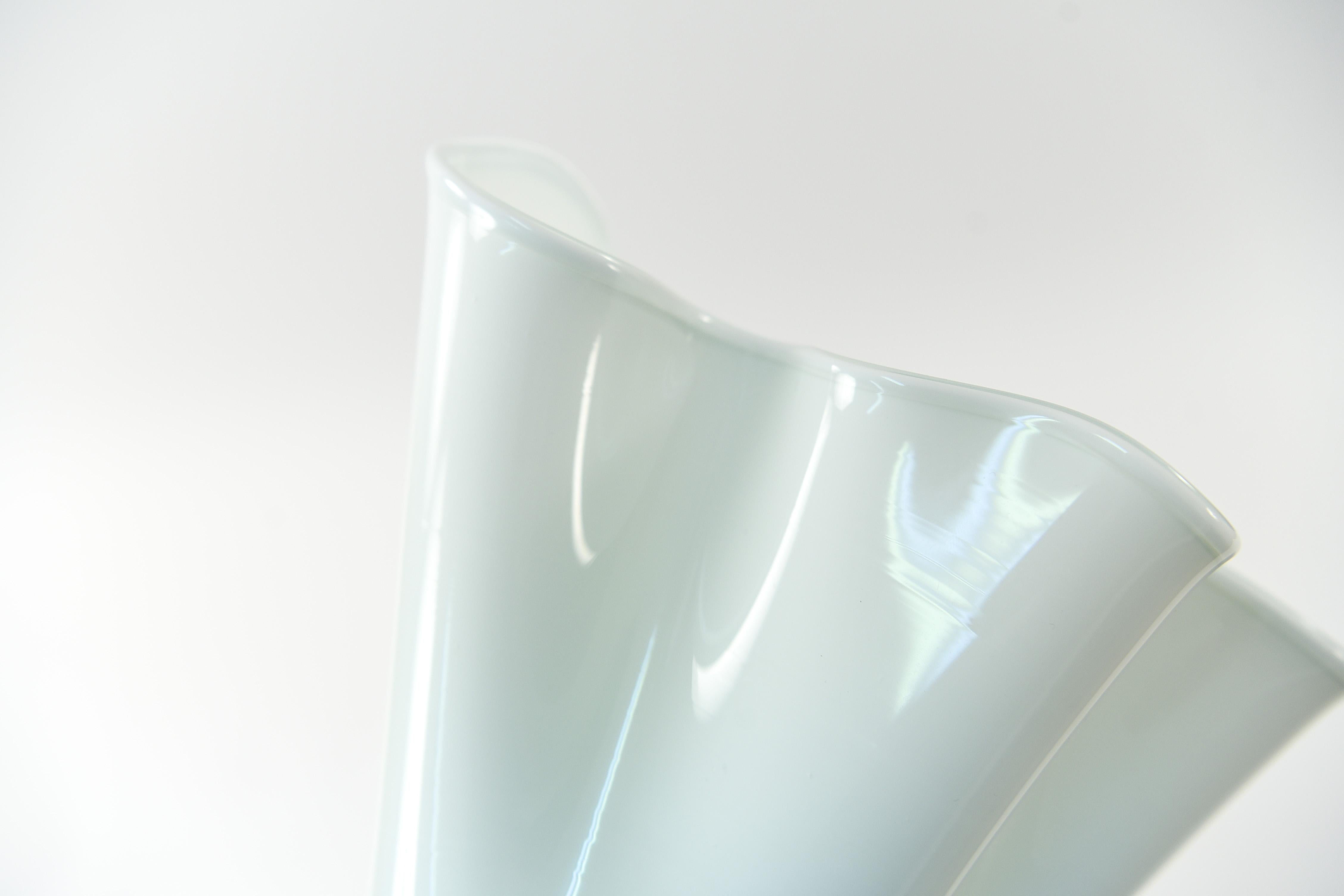 White Ruffled Glass Vase 3