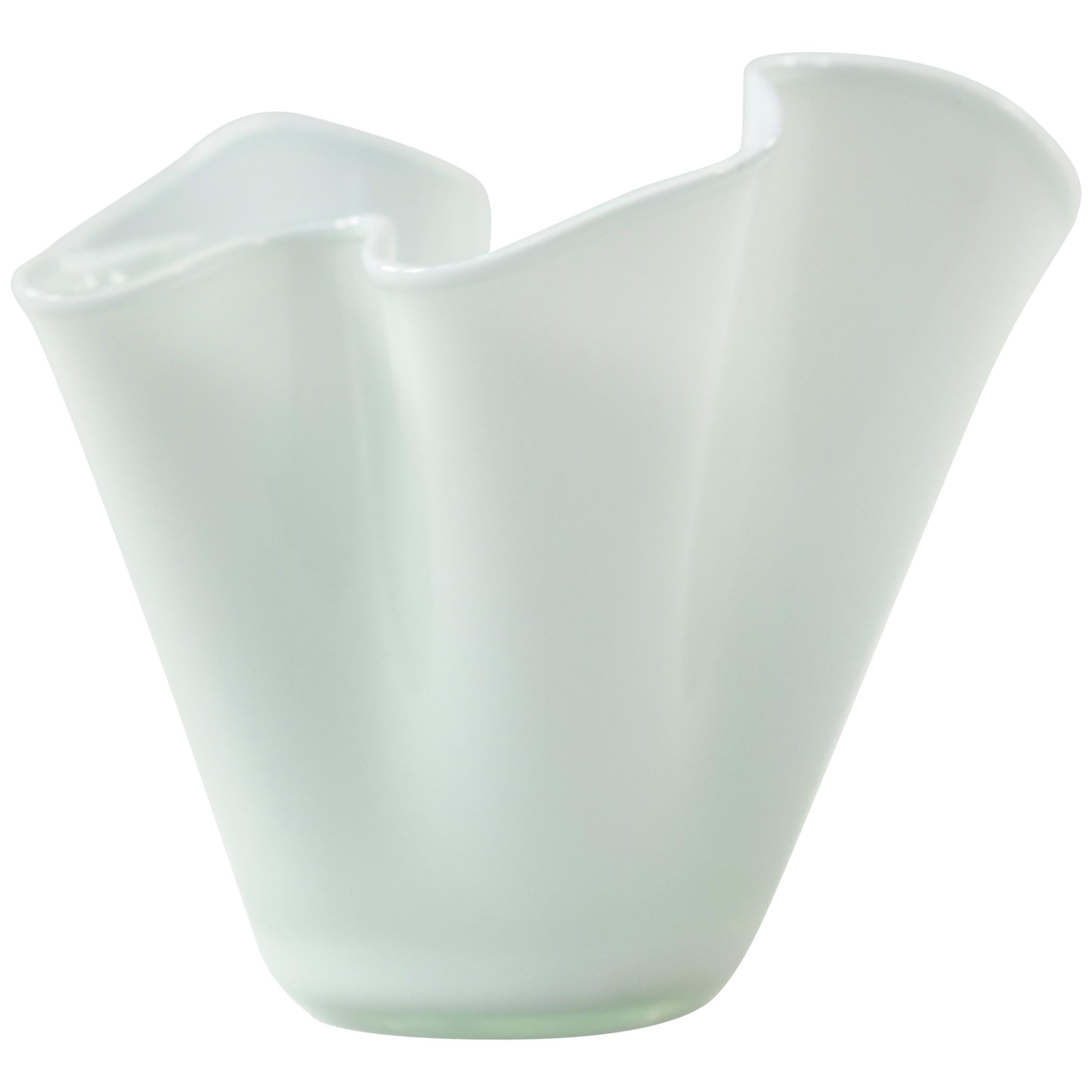 White Ruffled Glass Vase