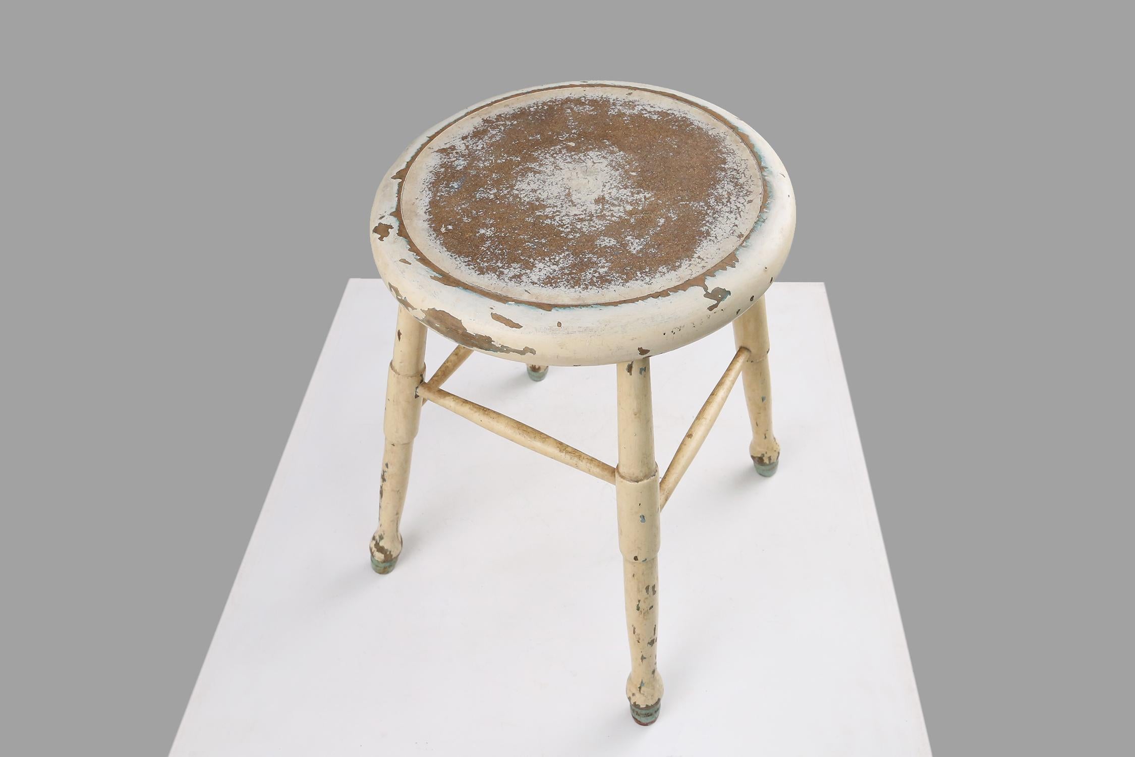 White rustic stool 1930 For Sale 1